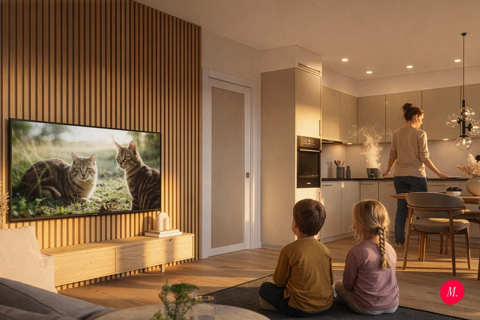 AI-enhanced 3D interior scene from a housing project