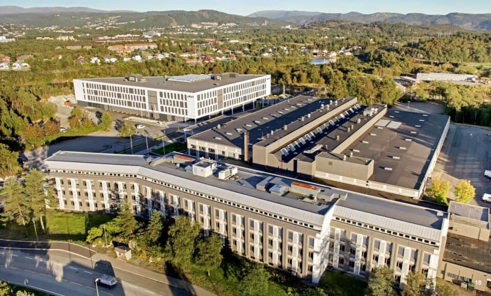 Aerial photo of Maestromedia's office at Kokstadveien 23a, Bergen